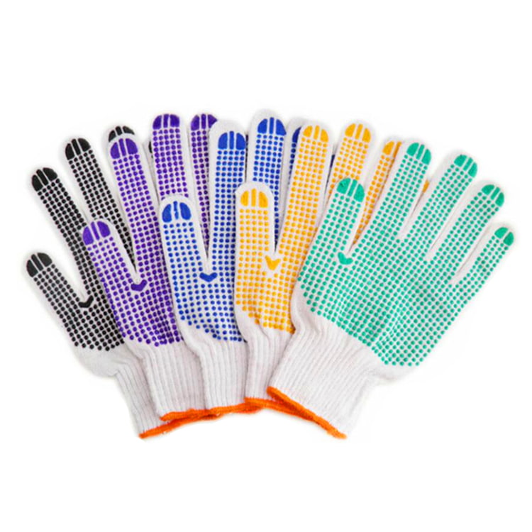 Sarung Tangan Kerja Keselamatan Penggunaan Perindustrian Murah PVC Dot Palm Cotton Knit Gloves Perlindungan Knitting Garden Work Gloves