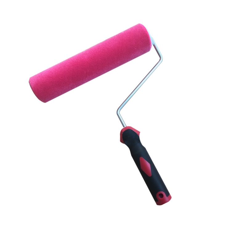 Hiasan Dinding Lambswool Fiber Deluxe Paint Roller Warna Rose dengan Pemegang TPR untuk Lukisan Rumah DIY